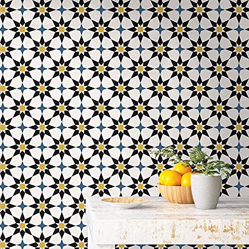 Image of Moroccan Tile Stickers | Waterproof Self Adhesive Peel & Stick Tile Decals for Kitchen Backsplash, Bathroom Wall, Floor, Furniture & Glass (6x6 Inch, Design 29)