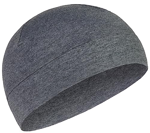 Enter the Complex® Bonnet de cyclisme sous casque, pour homme et femme, en coton, bonnet de sommeil, casquette de course, casquette fine tête de mort, Gris foncé chiné., S-M