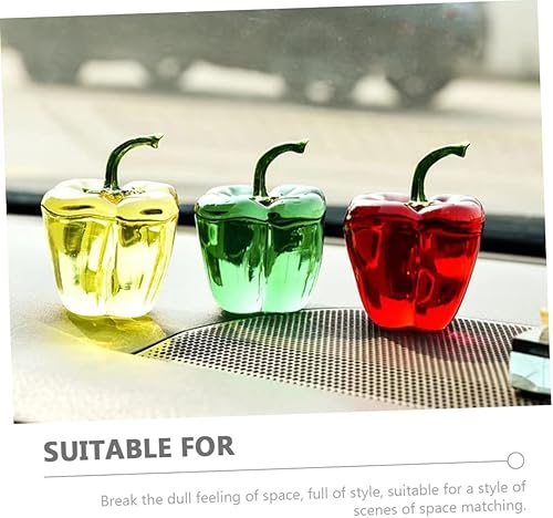 Miniatura 6 de Decoración de fruta de cristal de chile falso, estatua de chile de cristal, figuras de frutas de vidrio, decoración de pastel de fruta soplada a