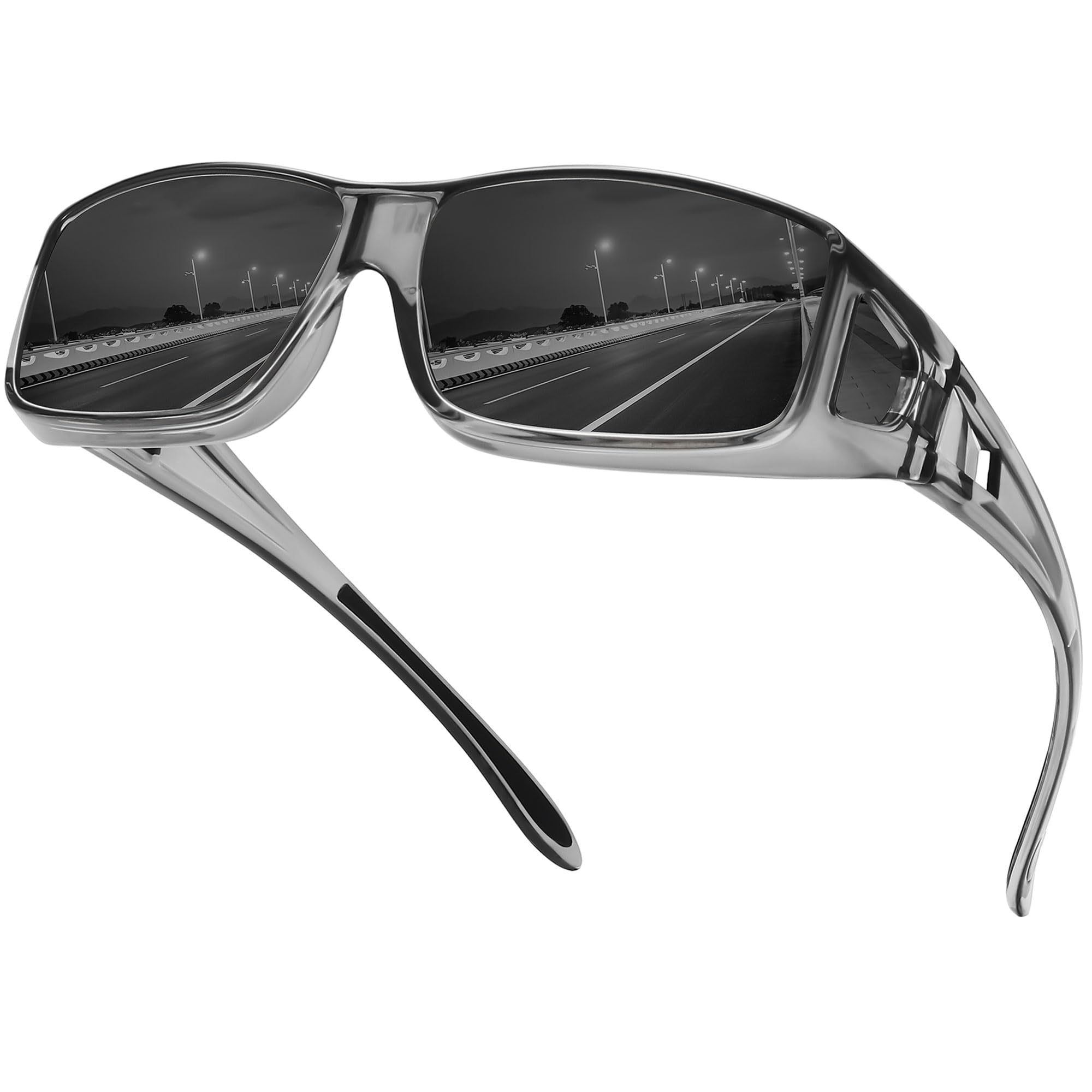 STORYCOAST Polarized Fit Over Glasses Sunglasses For Men Women Wrap Around  Wear Over Sunglasses UV Protection