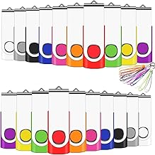 Cle USB 16 Go, EASTBULL Clé USB 2.0 Flash Drive Clef USB Pivotant Stockage Disque Mémoire Stick Pendrive avec 20 Cordes (10 Couleurs 16GB*20PCS)