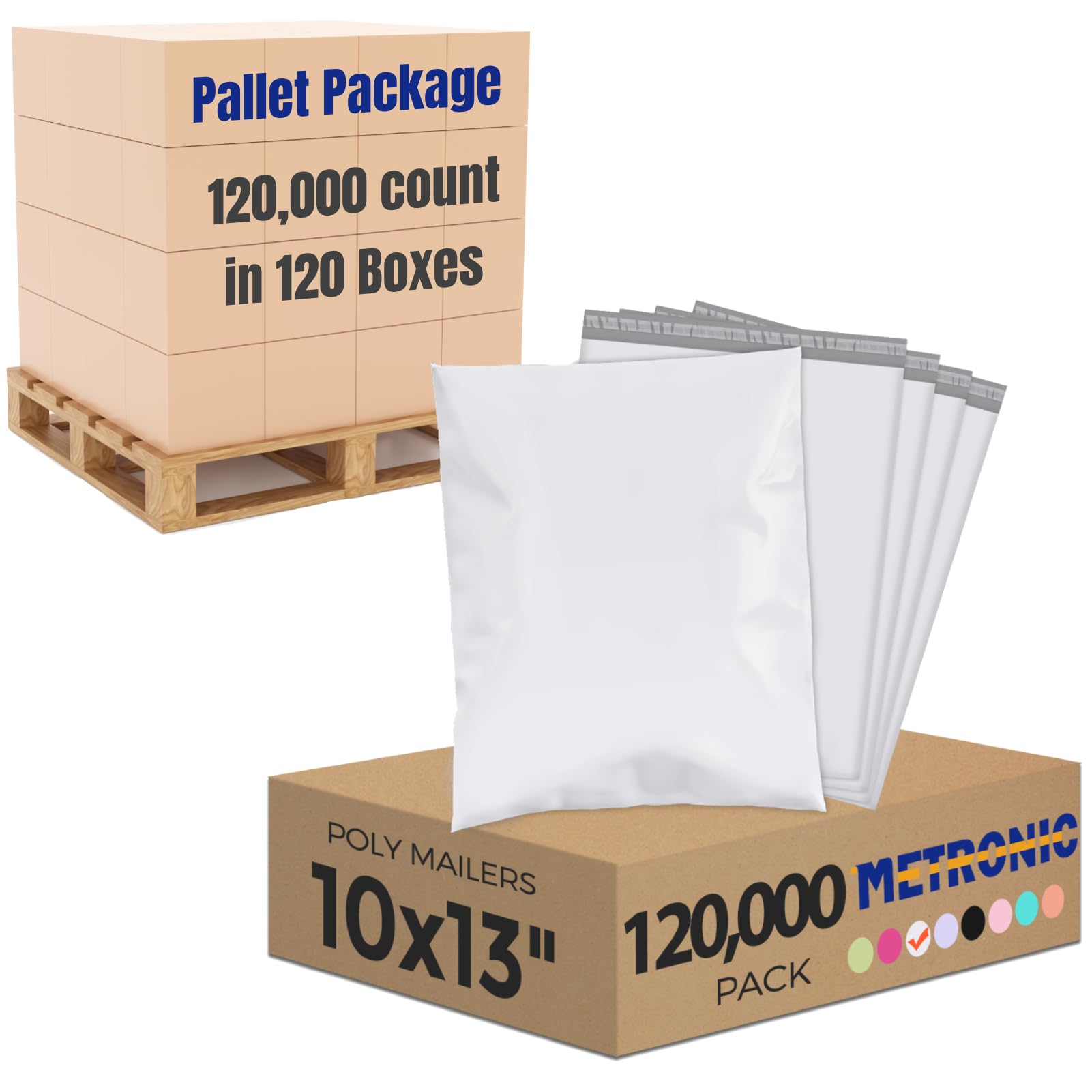 Metronic Poly Mailers 10x13 120000 Pack, Small Shipping Bags for Clothing, Waterproof Mailers Poly Bags, Shipping Envelopes Mailing Bags for Business, Bulk, White