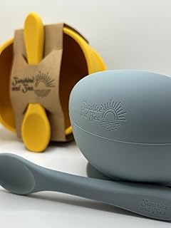 Silicone suction bowl and spoon set