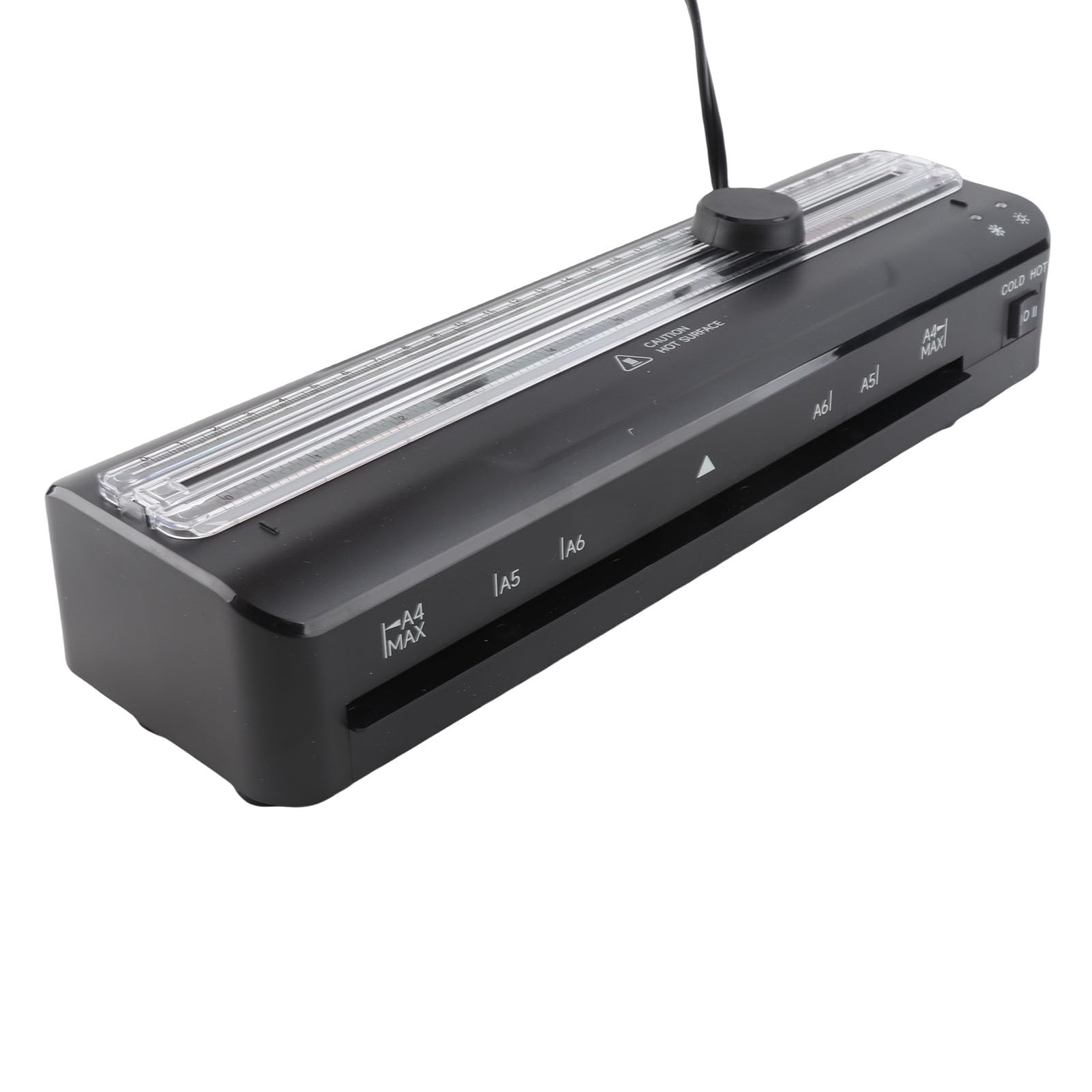 Kompaktowy laminator A4 z obcinaczem skali i kwarcowym drutem grzejnym do zdjęć i dokumentów, prędkość 320 mm na minutę, szerokość wejścia 230 mm, wtyczka EU AC 220–240 V,