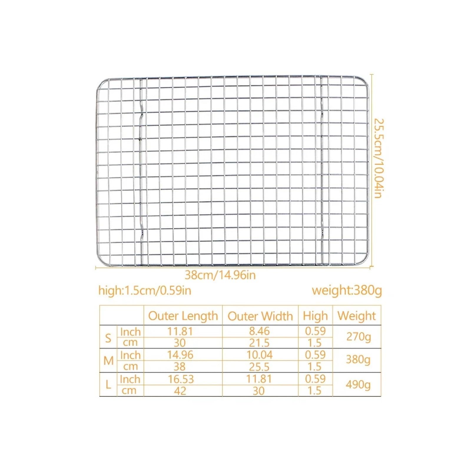 Kühlgitter aus Edelstahl Metall BBQ Grill Rack Draht Kühlregal Cookie Kuchen Brot Backen Racks for Ofen Edelstahl Werkzeuge