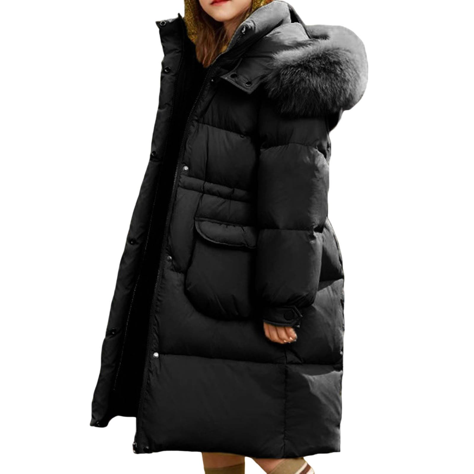 Abrigo de Invierno para Niñas y Niños,Pesado Resistente Al Viento Chaqueta Acolchado Cálido con Capucha Grueso Térmica Parka Manga Larga Larga con Cremallera y Bolsillos Color Sólido Cortavientos