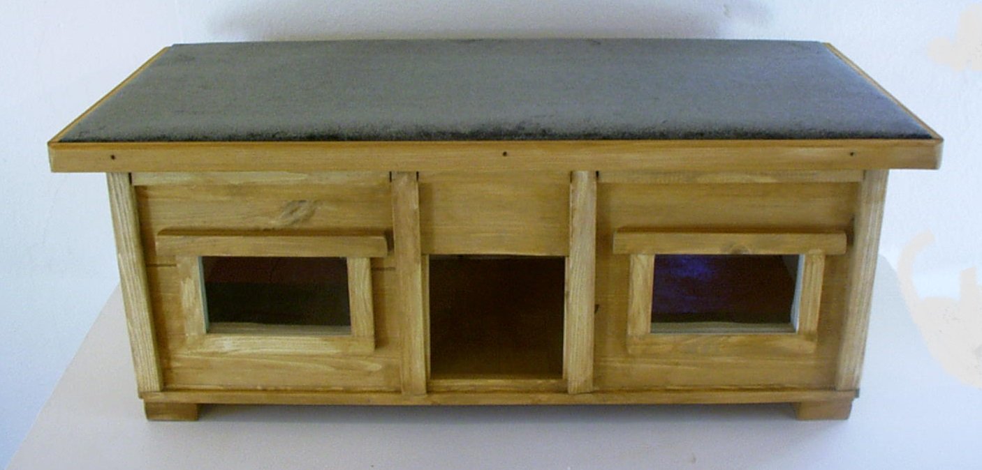 Katzenhaus Vollisoliert für Outdoor mit 2 Fenster, Massivholz, Witterungsbeständig, 110x55x45cm
