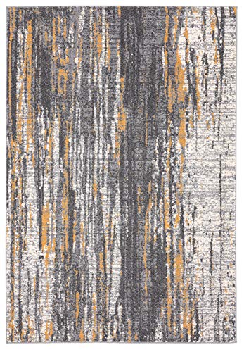 Abani Rugs Grey & Yellow Painted Pattern Area Rug Bold Rugged Contemporary Modern Style Accent, Laguna Collection | Turkish Made Superior Comfort & Construction | Stain Shed Resistant (8' X 10') #TOP1