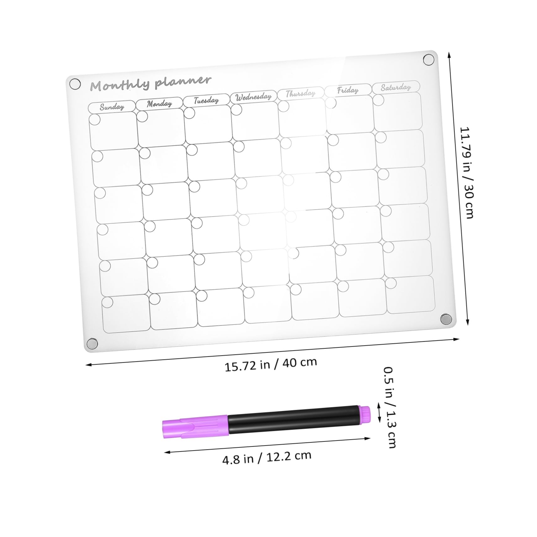 MAGICLULU Pizarra Acrílica Transparente con Planificador Mensual y Semanal para Nevera
