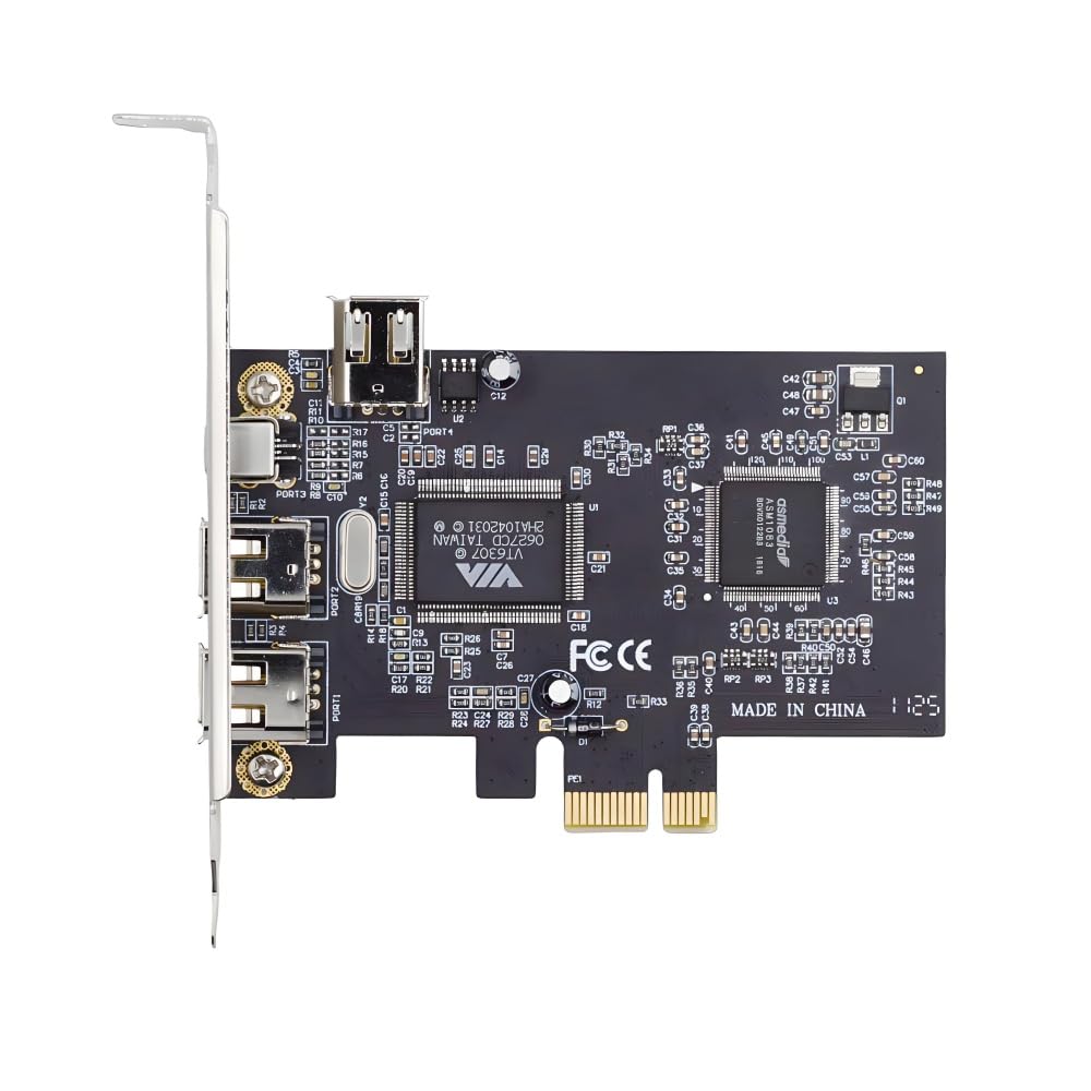 xiwai Scheda di acquisizione PCI-E 1X 4X 16X a Firewire 400 IEEE 1394a, 6 pin e 4 pin, 4 porte, scheda PCI Express IEEE-1394, adattatore 400 Mbps per Windows, Mac OS, Linux