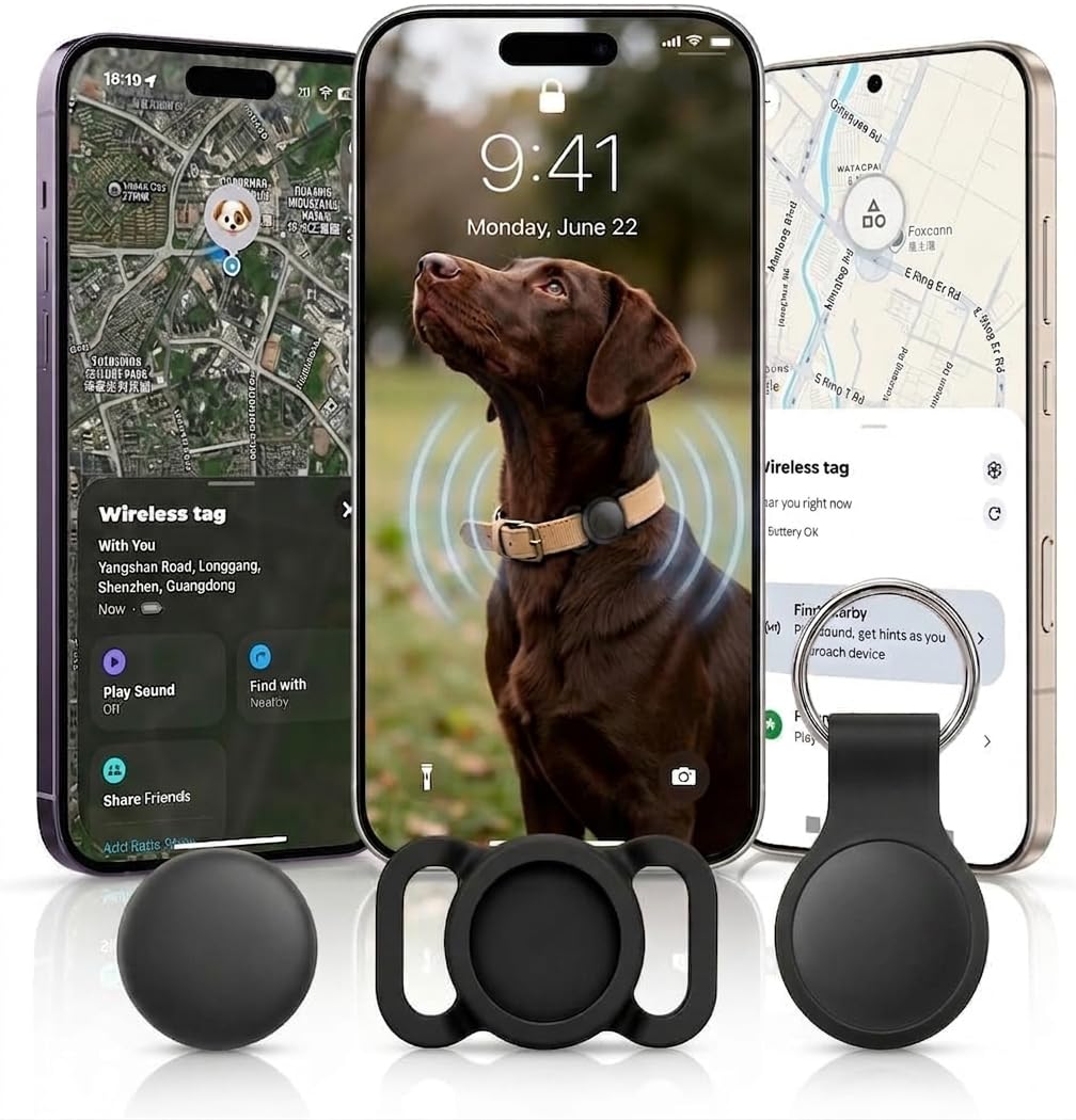 Traceur de chien – Pas de frais mensuels – Fonctionne avec Apple Find My et Google Find Hub (1 paquet)