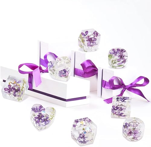 Miniatura 5 de FineInno Soporte de anillo de resina para corazón epoxi redondo hexagonal soporte de anillo de silicona, estante de exhibición de joyas, molde de