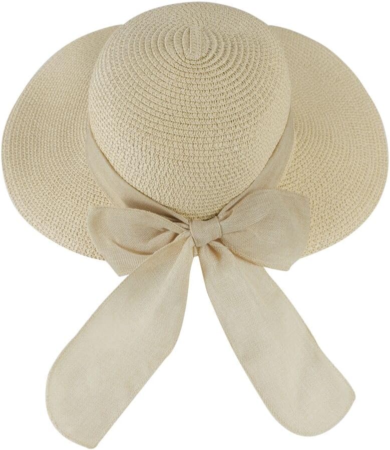 Straw Beach Sun Hat for Women Wide Brim UPF 50+ UV Protection Floppy Sun Hat Summer Foldable Beach Travel Bucket Hats - Image 3