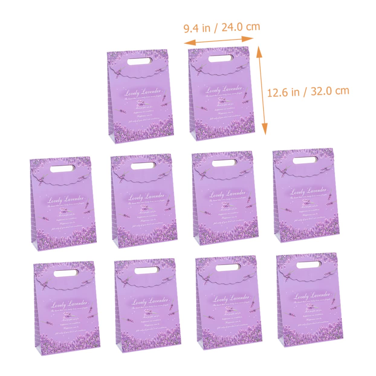 Papier Geschenkpapiertüten Lila Lavendel, 10 Stück, Faltbar