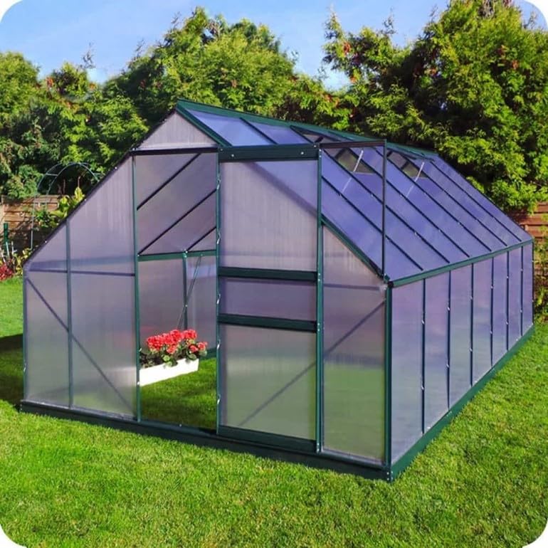 slide and grow Invernadero Gran Torino en Aluminio y policarbonato alveolar de 6 mm. Base incluida. Tamaño 250 x 430 cm.