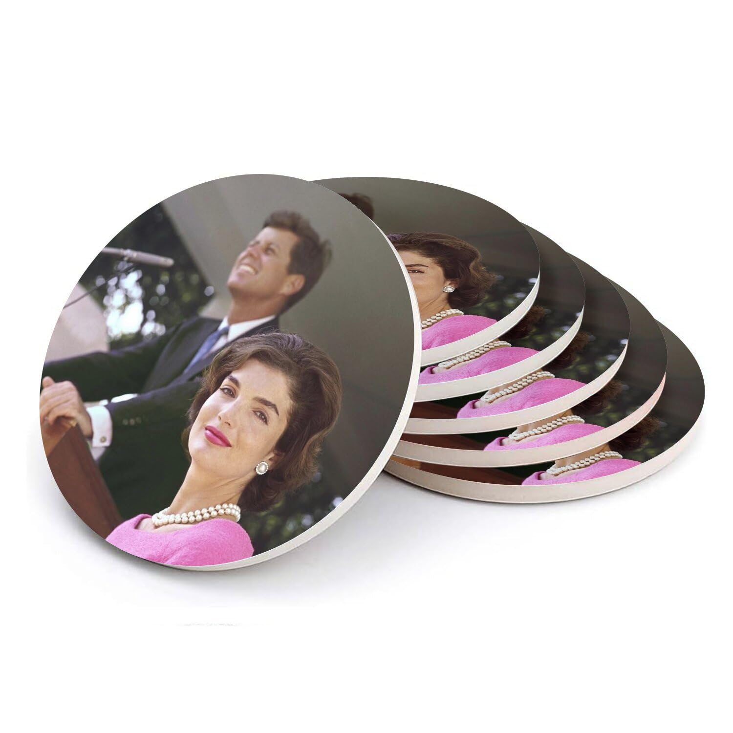 Sous-verre Jackie et John Kennedy en lot de 6 : l'idée cadeau rétro idéale pour passionnés d'histoire