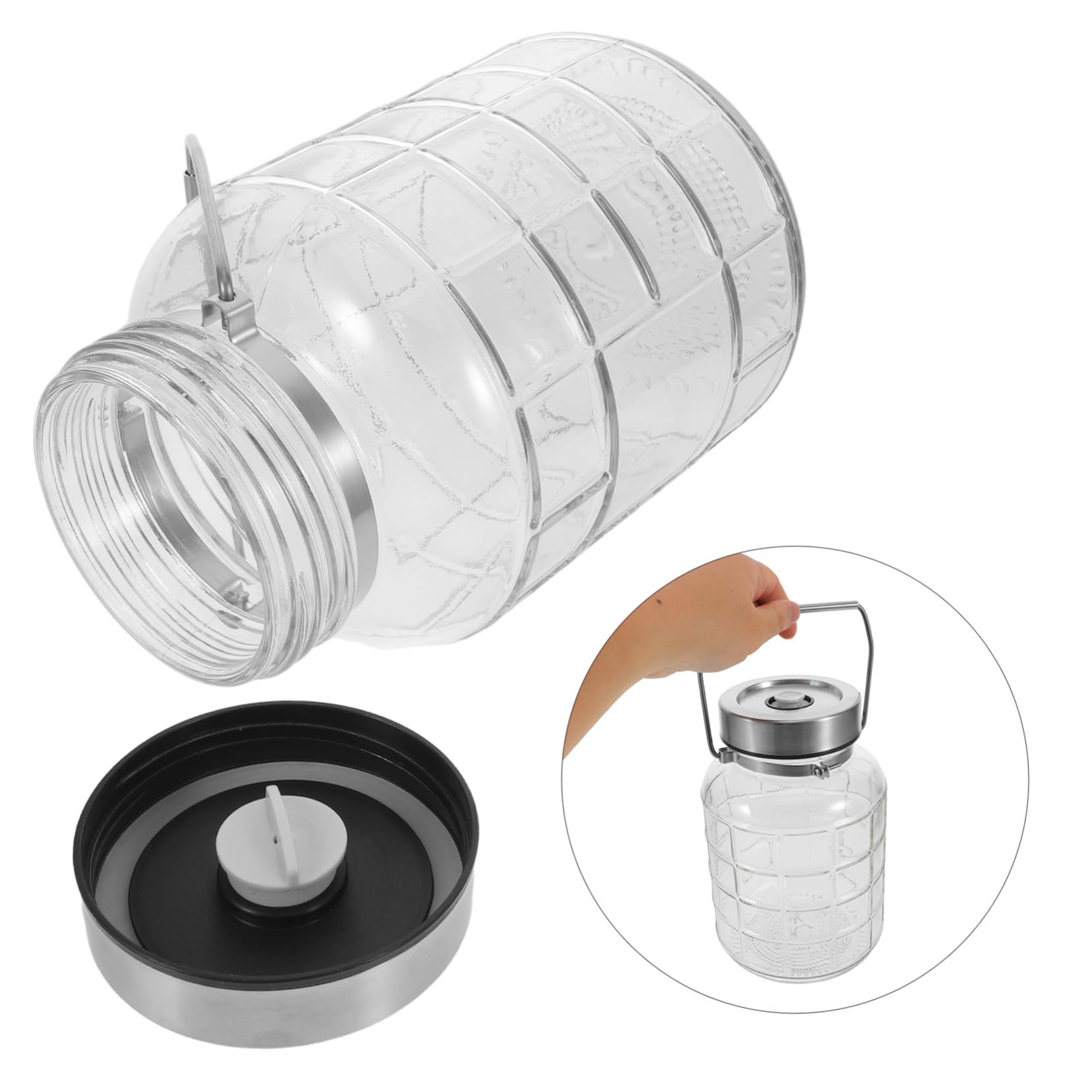 MAGICLULU contenedor de almacenamiento de alimentos Contenedores tarros de especias con tapa tarro de fermentación jarra de almacenamiento de granos Transparent