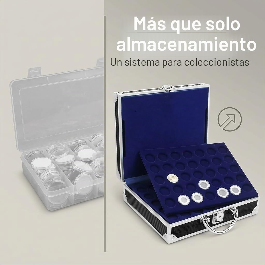 Safe 9816 maletín numismático Negro - con 6 Cuadros 6826 SP para 210 Monedas de 2 Euros - Maleta numismática - Colector Pieces 2 Euros