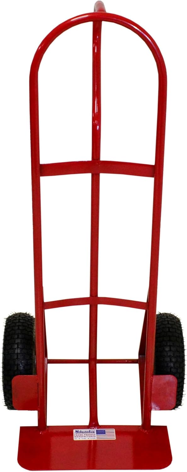 Milwaukee Hand Trucks 48866 Heavy Duty P-Handle Truck with 12-Inch Pneumatics Tires, 18-Inch Toeplate and Wheel Guards
