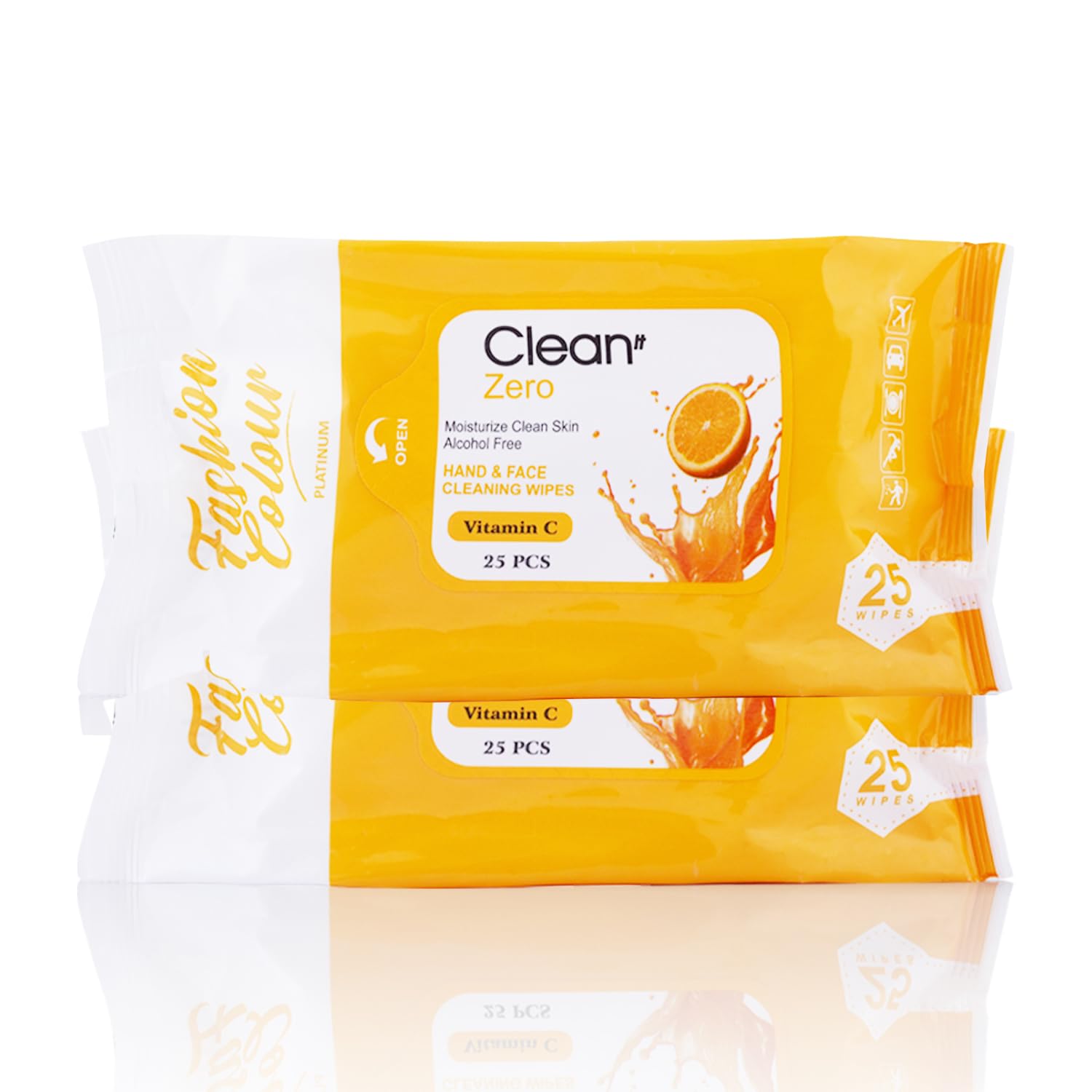 Fashion Colour Platinum Clean It Zero Hand and Face Cleaning Wipes 25N Each | Wet Wipes for Face | Hydrating,Refreshing, Soothing | (Vitamin C (Pack of 2))-image-27