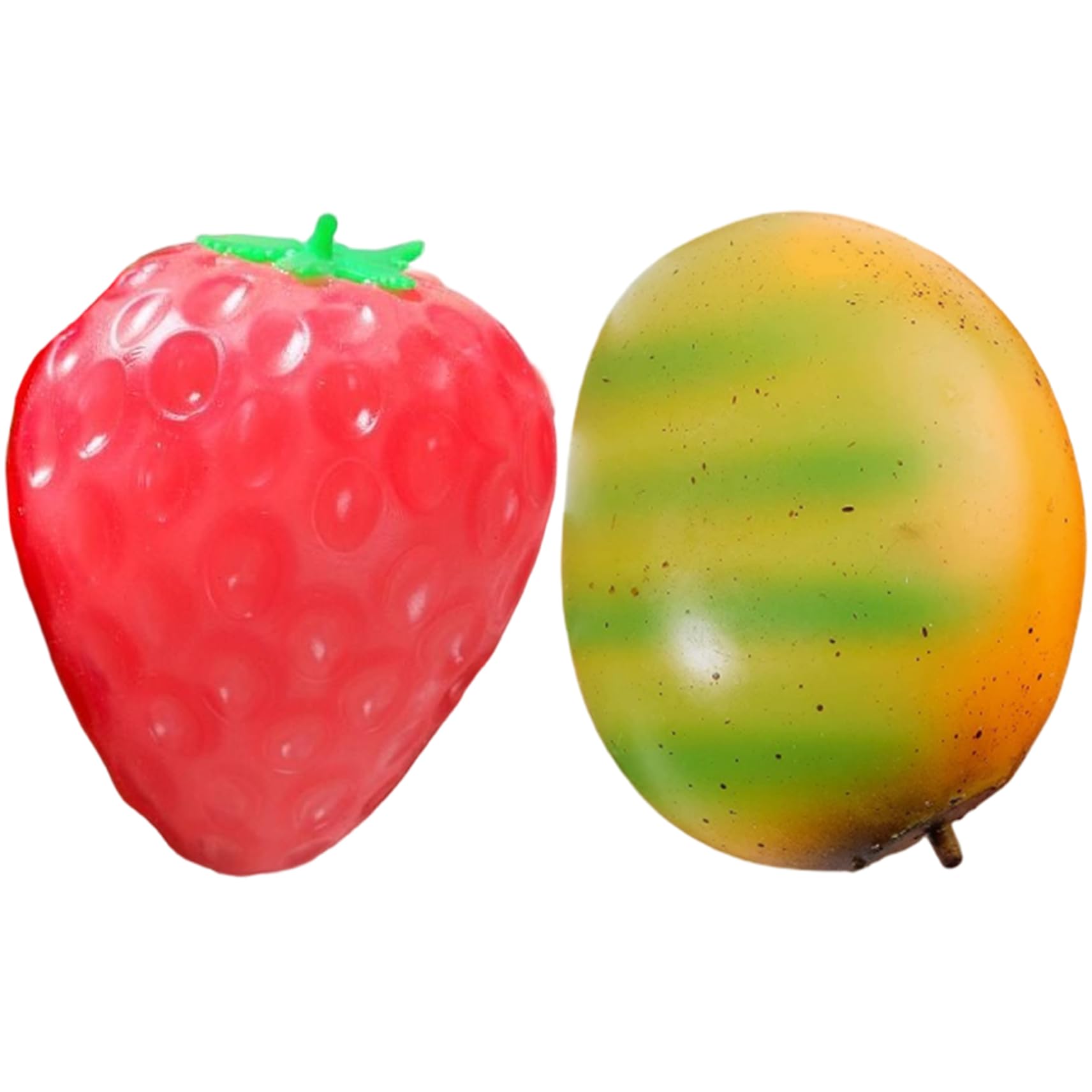 Squish Toys, 2-Pack Stress Relief Sensory Toys with Strawberry & Mango Design, Color-Changing Fun Squeeze Toy for Kids and Adults