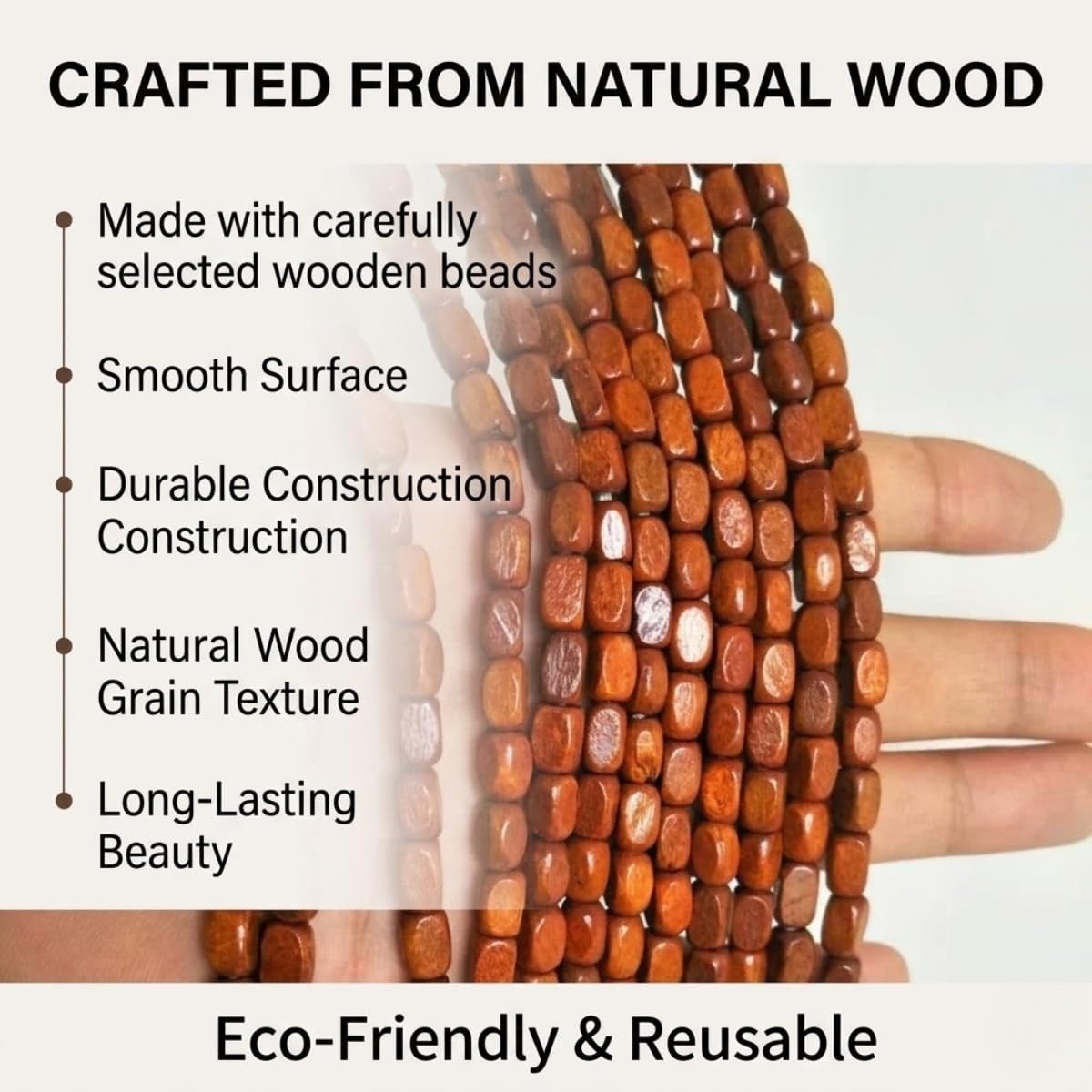 Rideau Occultant en Perles de Bois, Rideau de Porte Perle de Bambou Naturel, Séparateur de Pièce Pare-Vue Pour Chambre Salon Couloirs Porch, Suspendu Librement Durable(Original Wood,70x190cm)