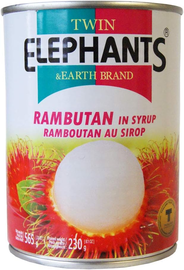Twin Elephants & Earth Brand Rambutan in Syrup Drained Weight 230g Net Weight 565g