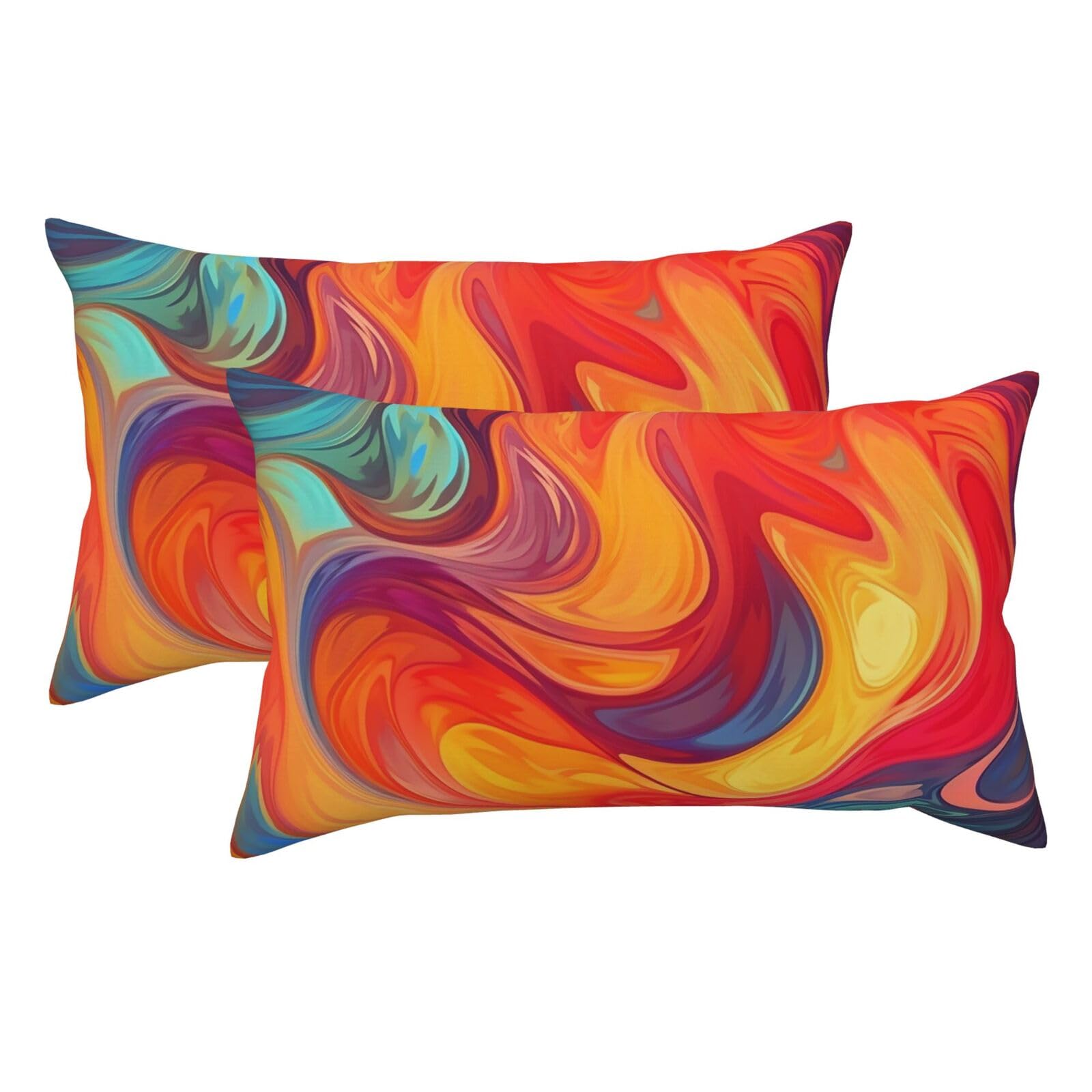 2 Pack King Pillow Cases with Hidden Zipper, Soft Breathable Pillow Covers for Hair and Skin, Artistic Effect Colorful Pillowcases 20"x36" Bed Pillow Protectors Cover for Sleeping Gifts