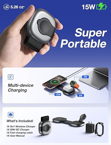 Miniatura 2 de Estación de carga 3 en 1 para iPhone serie 1615141312, cargador de viaje plegable para múltiples dispositivos para AirPods 432Pro, cargador