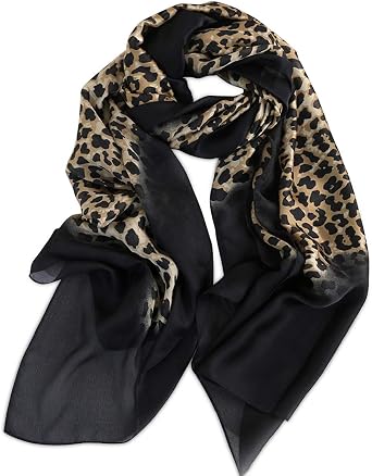 LumiSyne Women's Silk Scarves Animal Print Scarf Leopard Peacock Horse Print Long Shawl Warm Wrap Sunscreen Shawl All Season