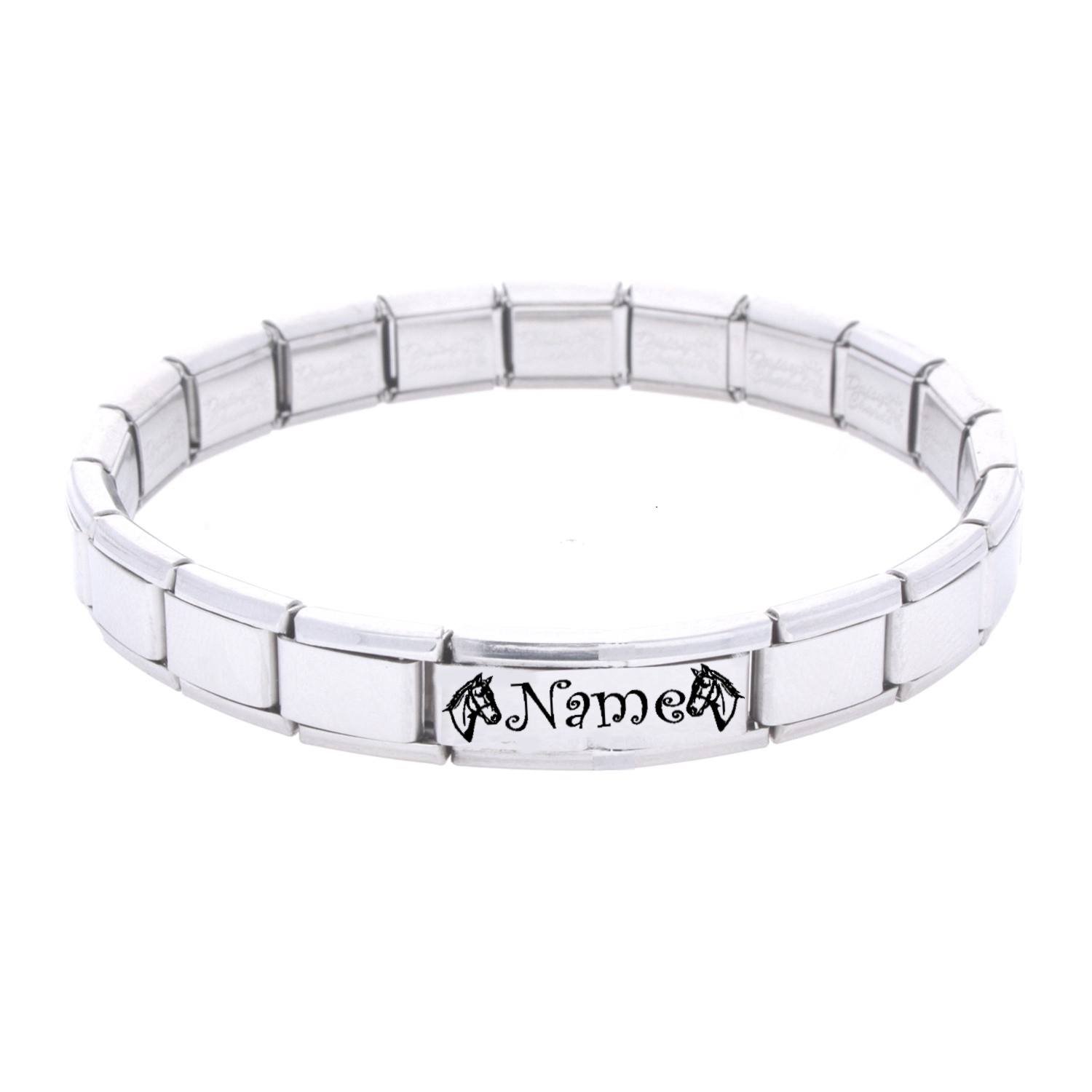 Personalised Horse Name Stainless Steel Charm Bracelet - fits all 9mm Italian Style Charm Bracelets