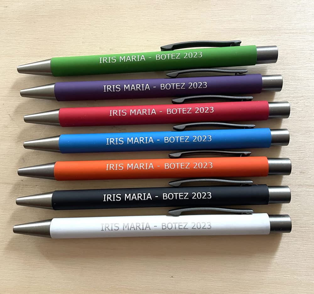regalo grabado - 25 Bolígrafos Personalizados hasta 2 Líneas | Metálicos con Suave Tacto | grabados para Bodas, Eventos, Empresas | Pack de (25)