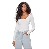 Tommy Jeans Donna Maglietta Maniche Lunghe Slim Fit Essential V
