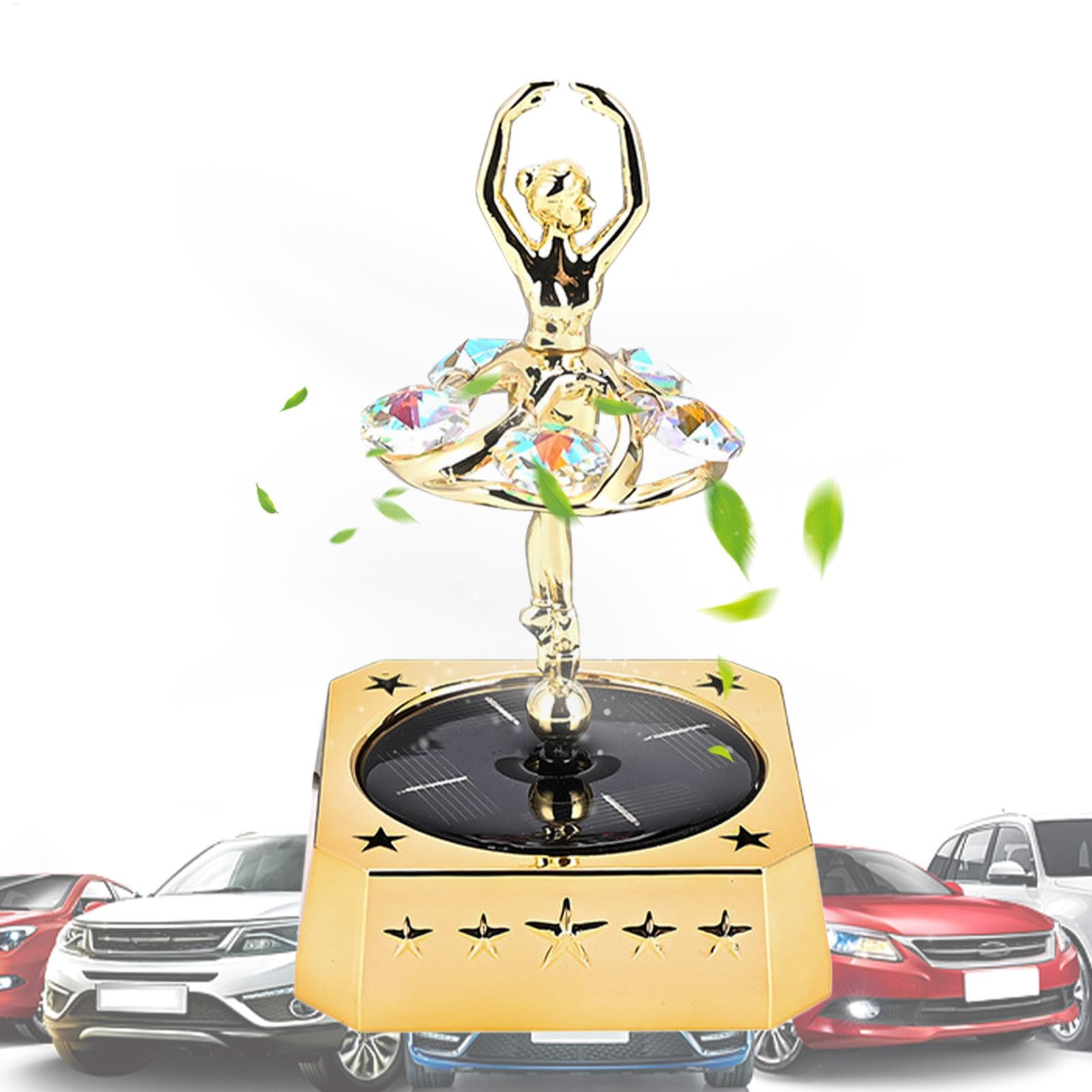 Solar Car Air Freshener, obrotowy dyfuzor zapachowy baleriny, długotrwały aromaterapia Odor Eliminator (15 x 9 cm), elegancki dodatek do dekoracji deski rozdzielczej