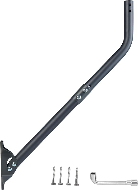 CEKAY Universal Antenna Mounting Pole 1.5" Dia x 35" L, Heavy Duty J Mount for Starlink, Weather Station & All Types of Antennas, Adjustable Pivot Lock Bracket for Wall, Eave & Roof
