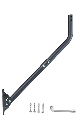 CEKAY Antenna Mount J-Pole 1.5x35in for Antenna, Weather Station & Starlink | Heavy-Duty 1.5mm Steel Mast, 2mm Bracket, Reversible 180° Pivot Lock for Wall/Eave/Roof, Powder-Coated, Hardware Included