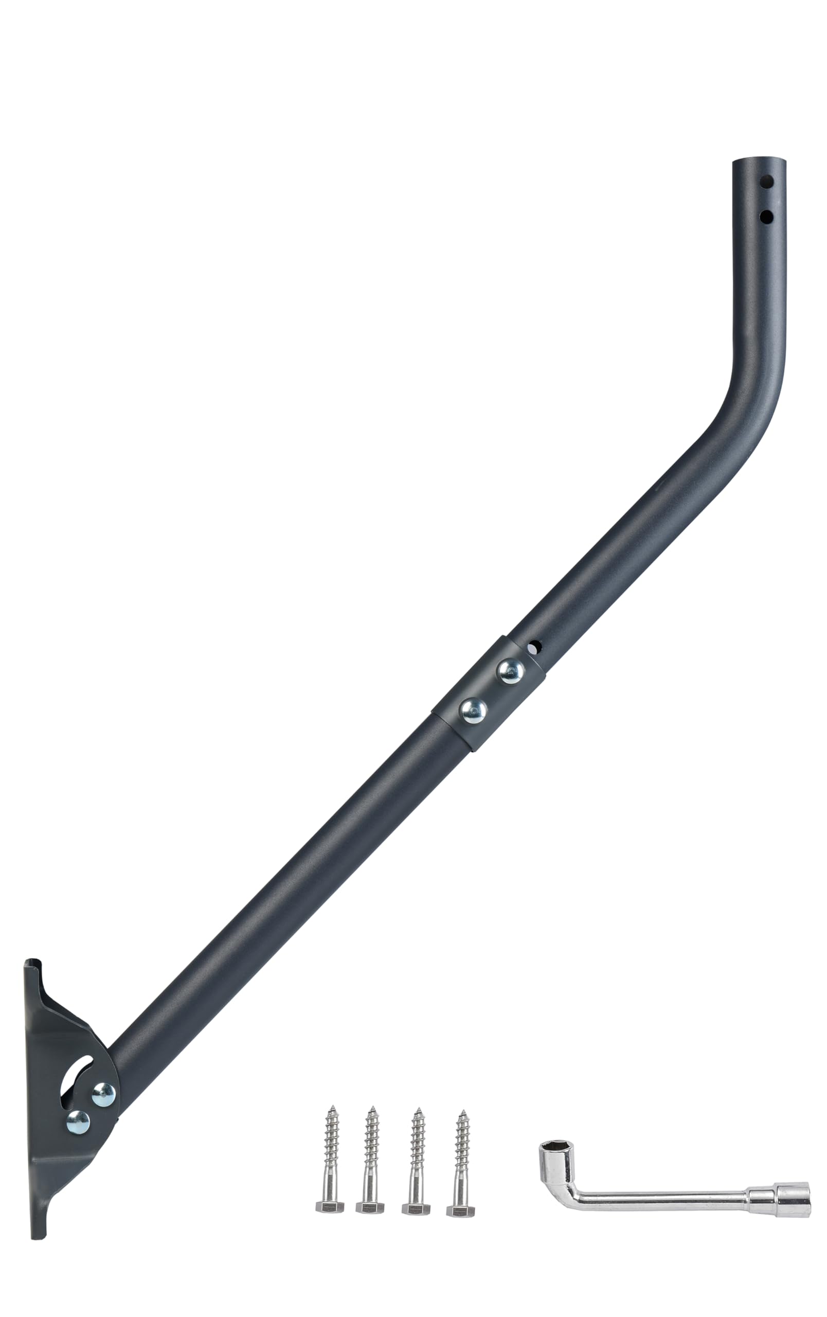 Universal Antenna Mounting Pole 1.5" Dia x 35" L, Heavy Duty J Mount for Starlink, Weather Station & All Types of Antennas, Adjustable Pivot Lock Bracket for Wall, Eave & Roof