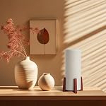 KUNJOULAM Lampes de petite table modernes, lampe de chevet avec lin tissu d'ombre, 13.97" Lampe de table de chevet Cylinder pour Chambre, Café, Salon Décor