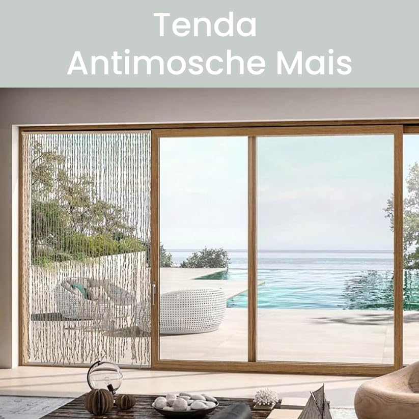 INTRECCI Tenda Antimosche per Porta Esterna, Zanzariera a Fili per Esterno 140x240 cm, per Porte e Finestre in Fibra Naturale, Protegge dagli Insetti, Garantisce Ventilazione