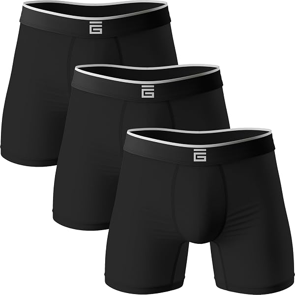 Giovici Mens Boxers Bamboo Anti Chafing Soft Comfortable Boxer Briefs Longer Leg - Boxer Shorts Multipack - Moisture Wicking Technology - 1