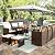 Devoko 11 Pieces Patio Dining Sets Space Saving Outdoor Dining Table and Chairs Set Wicker Rattan Patio Table Set with Ottoman (Beige)