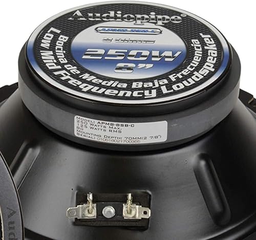 Miniatura 4 de Audiopipe APMB-8SB-C 8 pulgadas 250 vatios máximo 125 RMS conductor de rango medio de frecuencia bajamedia de 8 ohmios altavoz estéreo para coche