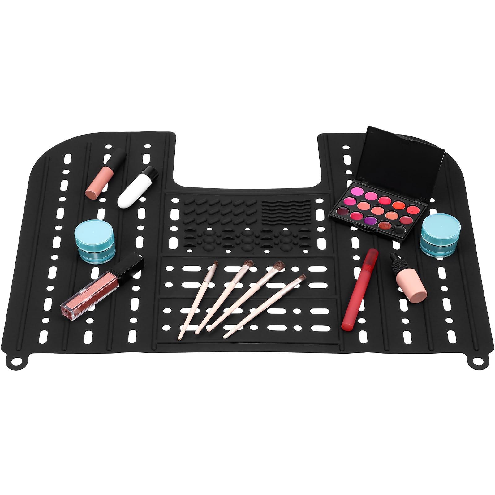 TOPBATHY Cubierta Plegable para Fregadero De Baño 21.6X16.9 Pulgadas Tapete De Silicona Multifuncional con Drenaje Organizador para Maquillaje Y Secado