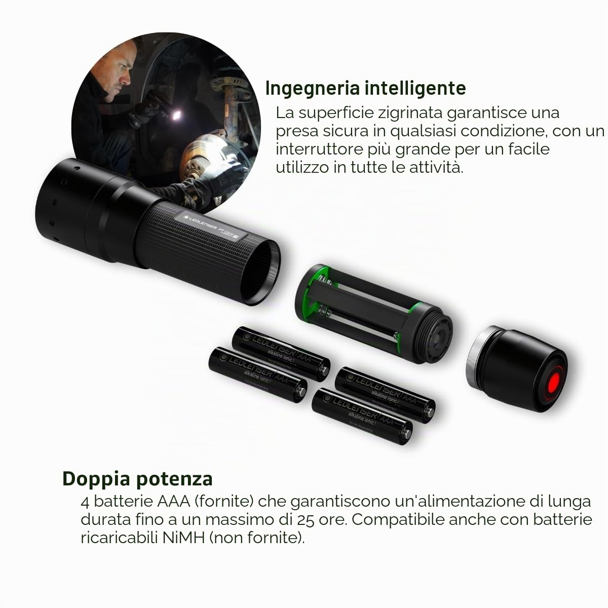Ledlenser P7 Core Torcia, 450lm, Batterie AAA, Autonomia 25h | Portata 300m, messa a fuoco regolabile, 175g, cinturino da polso, IP54, ideale per escursioni e campeggio | 2020