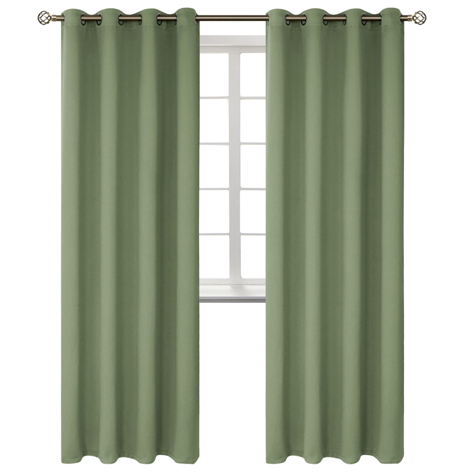 BGment Grass Green Blackout Curtains for Living Room 84 Inch - 2 Panels