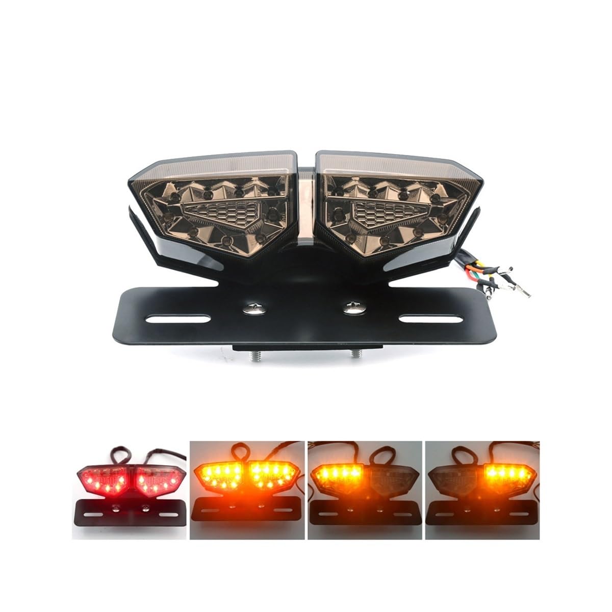 DAGMARA Moto Freno Luces Trasera Cola 12 V LED 1 x Luz trasera Freno Intermitente Lámpara de marcha Trasera Mariposa Grande Matrícula para Todo Terreno Playa Bicicleta Motocicleta