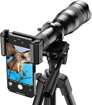 APEXEL High Power 60X Telephoto Lens for iPhone,Phone Camera Lens with Shutter&Tripod for Moongazing