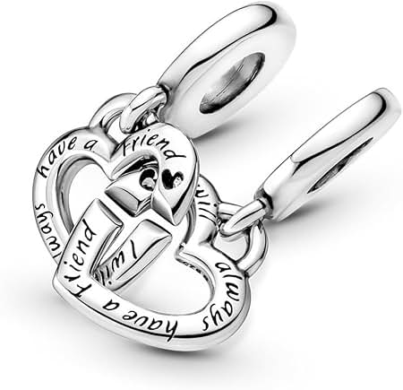 Amazon.com: PANDORA Linked Sister Hearts Split Dangle Charm 