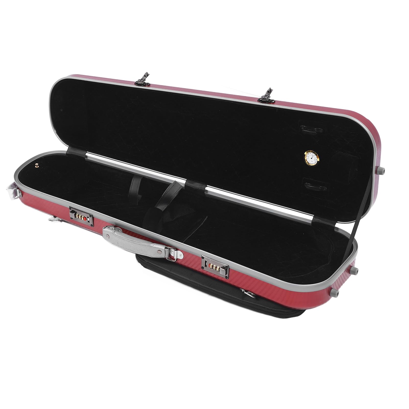 Estuche Rígido para Violín de Fibra de Carbono Estuche Rígido Equipado con Higrómetro y Correas Dobles para Violines de Tamaño Completo 4/4 3/1/2 1/8