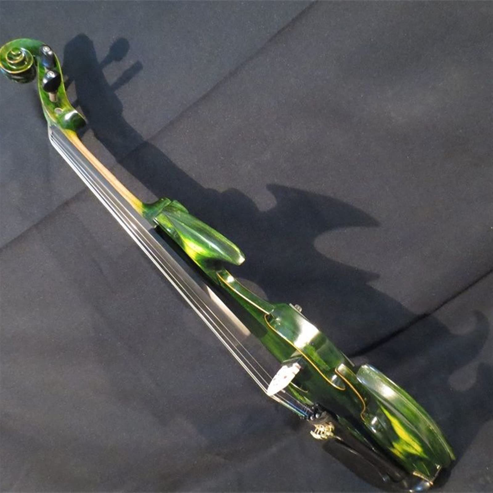 Strumento Musicale per Violino Elettrico A 5 Corde 4/4 in Legno Massello Verde Parte in Ebano con Archetto Violini per Studenti
